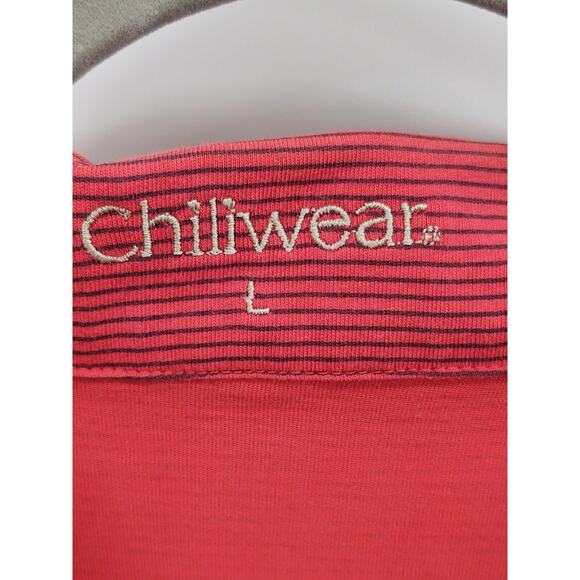 Chiliwear Red and Black Stripe Button Up Polo Style Top Shirt Men's Large - Picture 4 of 5